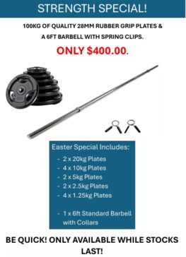 Standard Rubber Grip Plate & 6ft Barbell Package *WHILE STOCKS LAST*