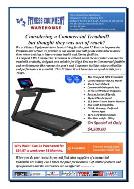 LIFESPAN TEMPEST CRX COMMERCIAL TREADMILL